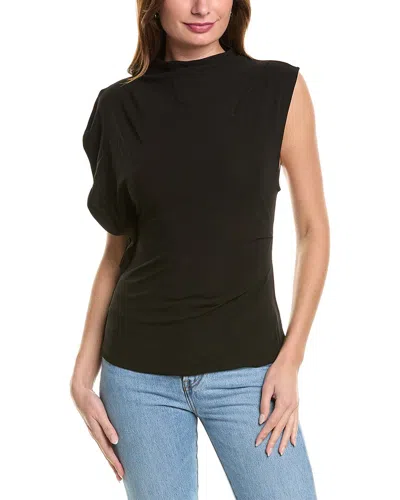 Reiss Eva Asymmetric Draped Top In Black