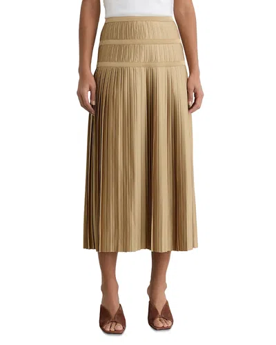 Reiss Eva Pleated Midi Skirt In Brown