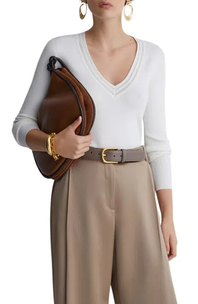 Reiss Evangeline V-neck Silk Blend Sweater In White