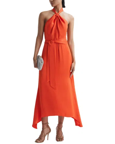 Reiss Evelyn Halter Occasion Dress In Orange