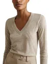 Reiss Evelyn V Neck Top In Stone