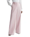 Reiss Pink Wool Blend Mid Rise Wide Leg Trousers In Pink