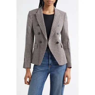 Reiss Evie Double Breasted Blazer In Navy Neutral Check