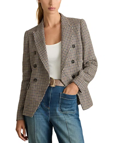REISS EVIE DOUBLE BREASTED TEXTURED CHECK BLAZER