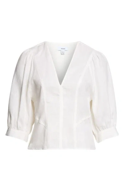 Reiss Evie Linen V-neck Top In White