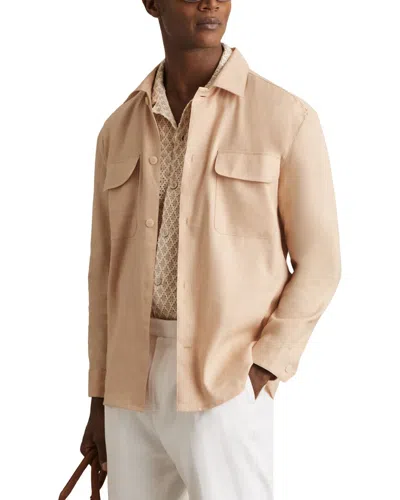 Reiss Eze Linen Twin Pocket Shirt In Nude