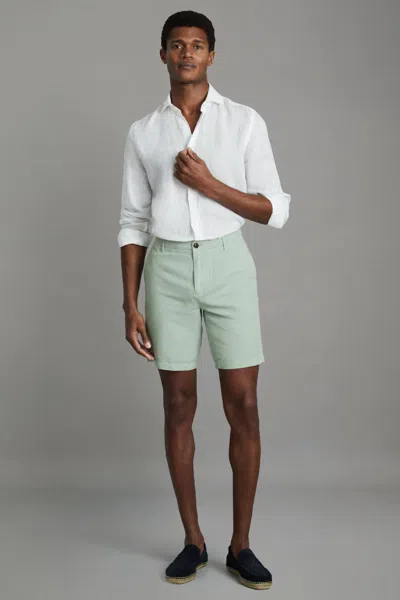 Reiss Ezra - Mint Cotton Blend Internal Drawstring Shorts, 38