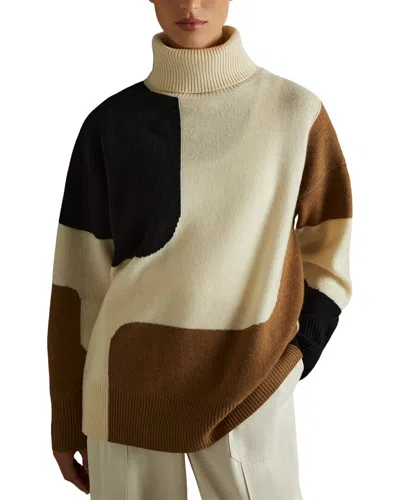 Reiss Ezra Color Block Roll Neck Wool & Cashmere-blend Sweater In Multi