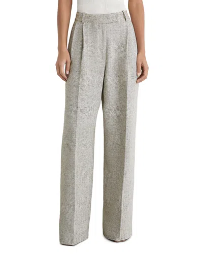 Reiss Ezra Herringbone Straight Pants In Gray