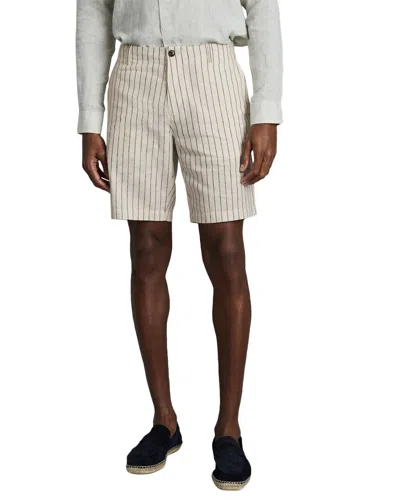 Reiss Ezra Stripe Casual Linen Short In Neutral
