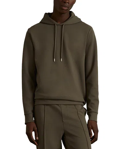 Reiss Fabien Interlock Regular Fit Hoodie In Sage Green