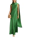 Reiss Fae Scarf Detail Satin Gown In Green