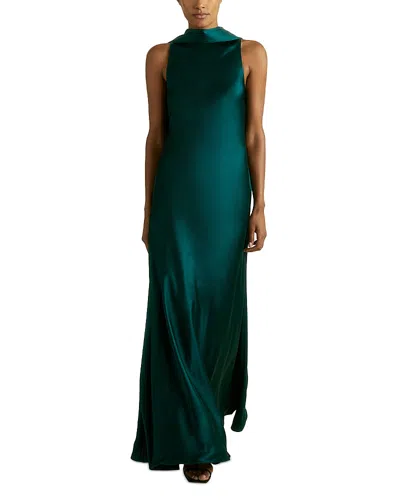Reiss Fae Satin Maxi Dress In Teal