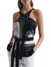 Reiss Faith Womens Pleated Belted Halter Top In Black