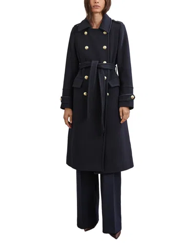 Reiss Farley Long Coat In Blue