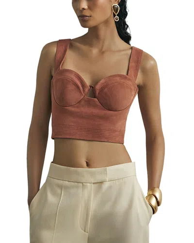 Reiss Farley Suede Bustier Top In Brown