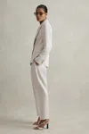 Reiss Light Grey Farrah Petite Tapered Suit Trousers With Tencel™ Fibers