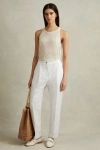 Reiss White Farrah Tapered Suit Trousers With Tencel™ Fibers