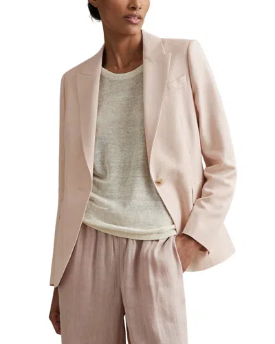 Reiss Farrah Linen Blazer In Pink