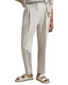 Reiss Farrah Linen-blend Taper Trouser In Gray