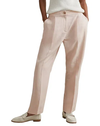Reiss Farrah Linen-blend Taper Trouser In Pink