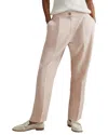 Reiss Farrah Linen-blend Taper Trouser In Pink