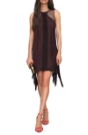 Reiss Farrow Fringe Sleeveless Minidress In Brown