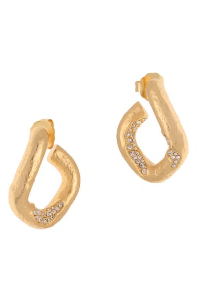 Reiss Fatima Crystal Frost Hoop Earrings In Gold