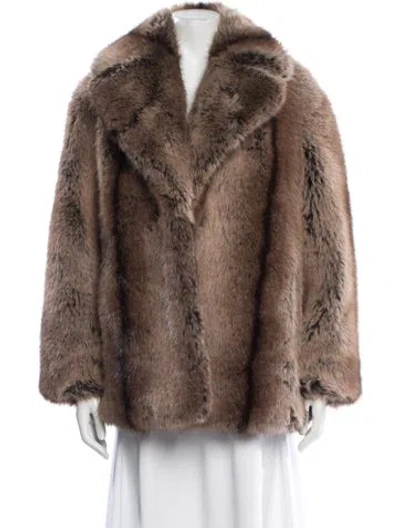 Pre-owned Reiss Faux Fur Jacket In Brown