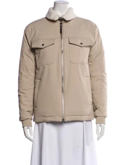 Pre-owned Reiss Faux Fur Jacket In Neutral