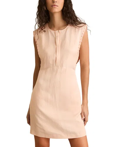 Reiss Fawn Craft Stitched Sleeve Linen-blend Dress In Pink