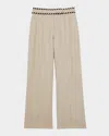 Reiss Fawn High-rise Whipstitch Linen Trousers In Neutral