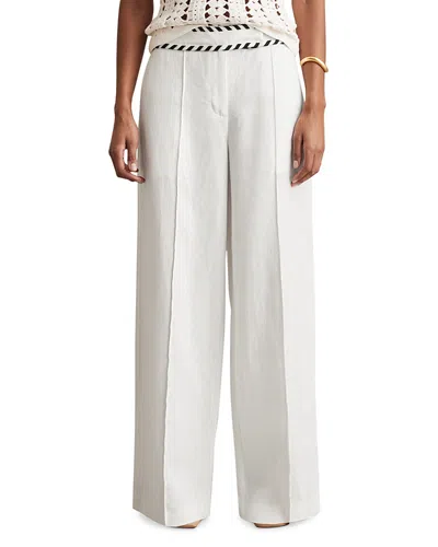 Reiss Fawn Linen Wide Leg Pants In White