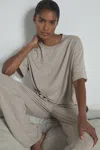 Reiss Fawn Thermal Jersey Relaxed T-shirt In Fawn