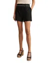 Reiss Womens Black Fawn Mid-rise Linen Shorts In Black