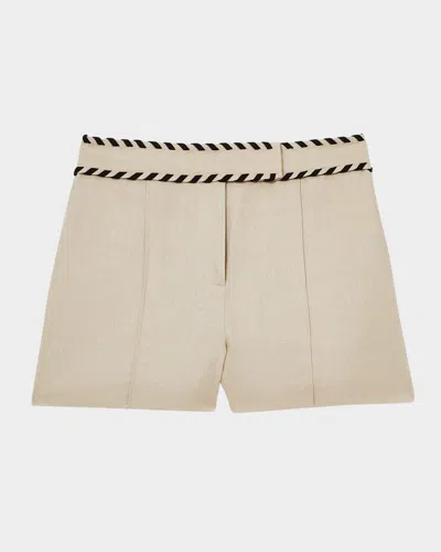 REISS FAWN WHIPSTITCH LINEN SHORTS
