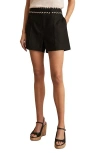 Reiss Fawn Whipstitch Linen Shorts In Black