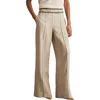 Reiss Fawn High-rise Whipstitch Linen Trousers In Neutral