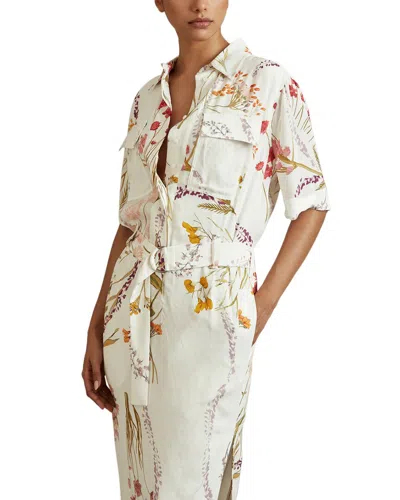 Reiss Faya Floral Print Dress In White