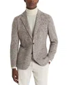 Reiss Grey Feather Slim Fit Wool-cotton Check Single Breasted Blazer In Grey