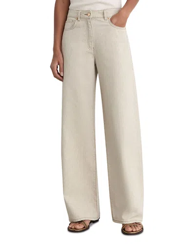 Reiss Febe High Rise Wide Jeans In Cream In Brown