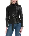 Reiss Febe Leather Jacket In Black