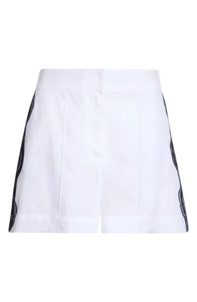 Reiss Felicity High Waist Lace Trim Linen Shorts In Multi