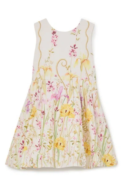 Reiss Kids'  Fern Floral-print Cotton Dress In Multi
