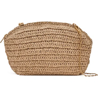 Reiss Fern Straw Clutch In Brown