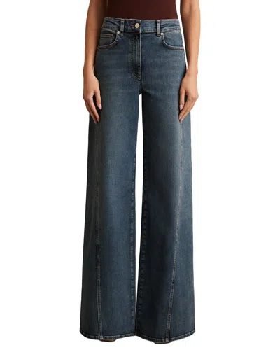 Reiss Fern Twist Seam Wide Leg Jean In Black