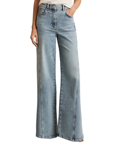 Reiss Fern Twist Seam Wide Leg Jean In Blue