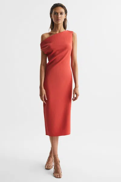 Reiss Zaria Draped Bodycon Dress In Coral