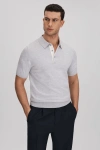 Reiss Soft Grey Finch Cotton Blend Contrast Polo Shirt