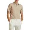 Reiss Finch Heathered Polo Sweater In Camel